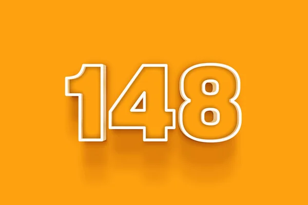 Vit 148 Nummer Illustration Orange Bakgrund — Stockfoto