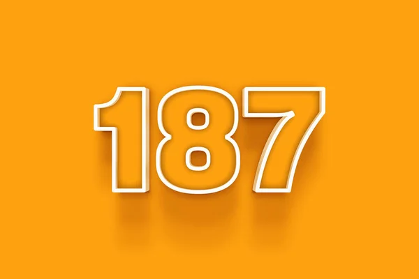 Vit 187 Nummer Illustration Orange Bakgrund — Stockfoto