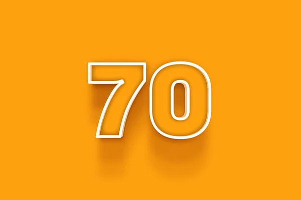 橙色背景上的白色70号3D插图 — 图库照片