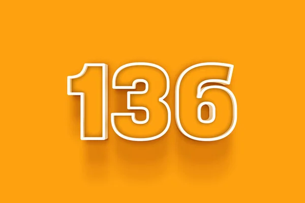 Biały 136 Liczba Ilustracja Pomarańczowym Tle — Zdjęcie stockowe
