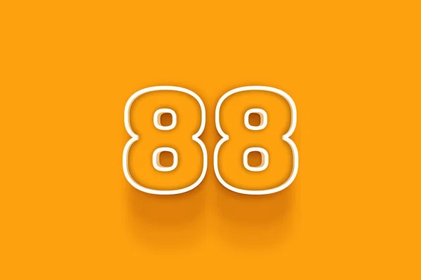 オレンジの背景に白い88番の3Dイラスト — ストック写真