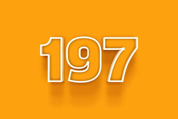オレンジ色の背景に白い197番の3Dイラスト — ストック写真