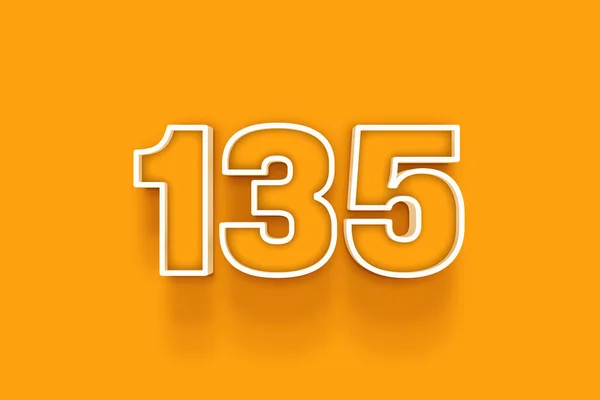Biały 135 Liczba Ilustracja Pomarańczowym Tle — Zdjęcie stockowe