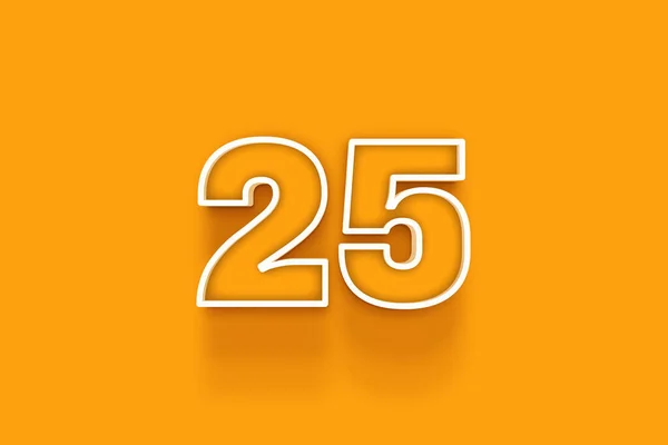 橙色背景上的白色25号3D插图 — 图库照片