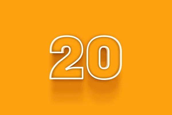 橙色背景上的白色20号3D插图 — 图库照片