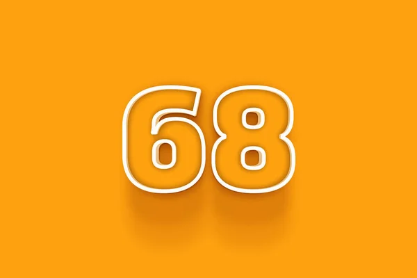 橙色背景上的白色68号3D插图 — 图库照片