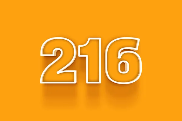 Λευκό 216 Αριθμός Εικονογράφηση Πορτοκαλί Φόντο — Φωτογραφία Αρχείου