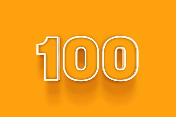 Vit 100 Nummer Illustration Orange Bakgrund — Stockfoto