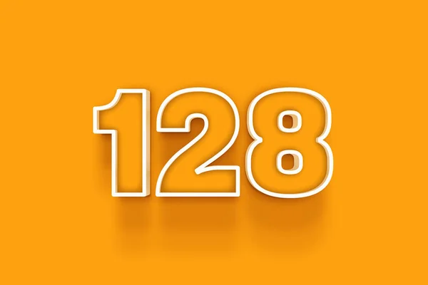 Vit 128 Nummer Illustration Orange Bakgrund — Stockfoto