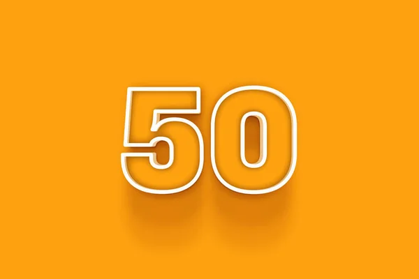 橙色背景上的白色50号3D插图 — 图库照片