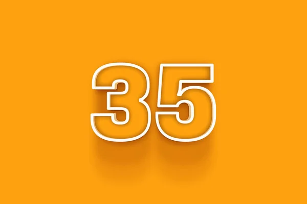 橙色背景上的白色35号3D插图 — 图库照片