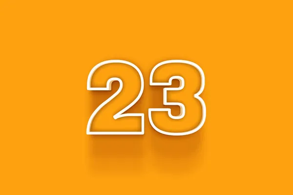 橙色背景上的白色23号3D插图 — 图库照片