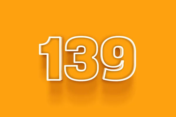 橙色背景上的白色139号3D插图 — 图库照片