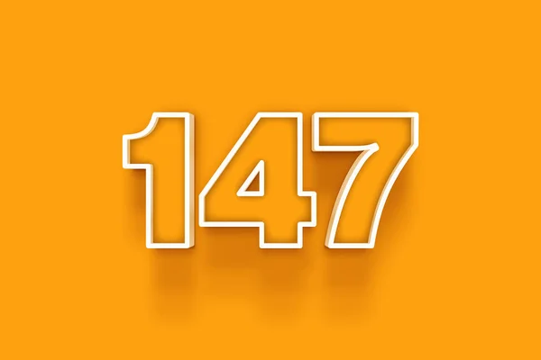 Weiß 147 Zahl Abbildung Auf Orangefarbenem Hintergrund — Stockfoto