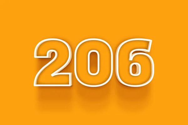 橙色背景上的白色206号3D插图 — 图库照片