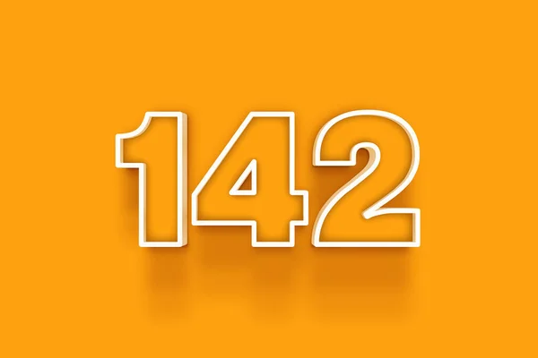 橙色背景上的白色142号3D插图 — 图库照片