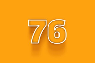 turuncu arkaplanda beyaz 76 numara 3d illüstrasyon