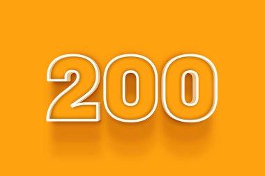 turuncu arkaplanda beyaz 200 numara 3d illüstrasyon