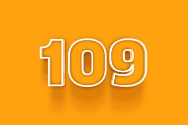 turuncu arkaplanda beyaz 109 numara 3d illüstrasyon