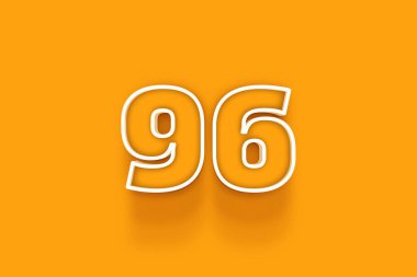 Turuncu arkaplanda beyaz 96 numara 3d illüstrasyon