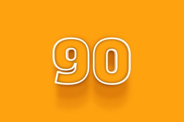 turuncu arkaplanda beyaz 90 numara 3d illüstrasyon