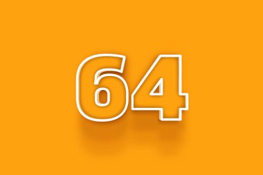Turuncu arkaplanda beyaz 64 numara 3d resim