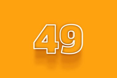 turuncu arkaplanda beyaz 49 numara 3d illüstrasyon