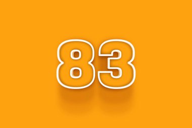 Turuncu arkaplanda beyaz 83 numara 3d illüstrasyon
