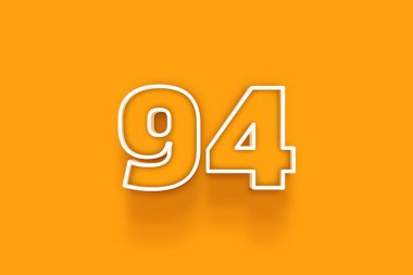 Turuncu arkaplanda beyaz 94 numara 3d illüstrasyon