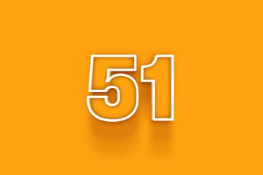 Turuncu arkaplanda beyaz 51 numara 3d illüstrasyon
