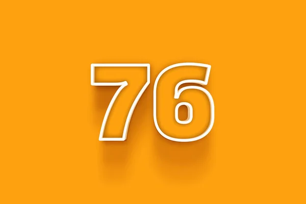 橙色背景的白色76号3D插图 — 图库照片