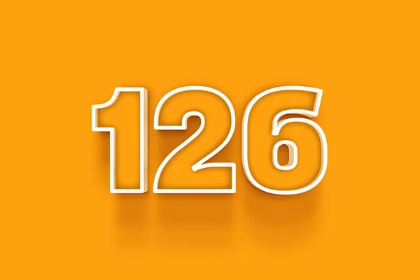橙色背景上的白色126号3D插图 — 图库照片