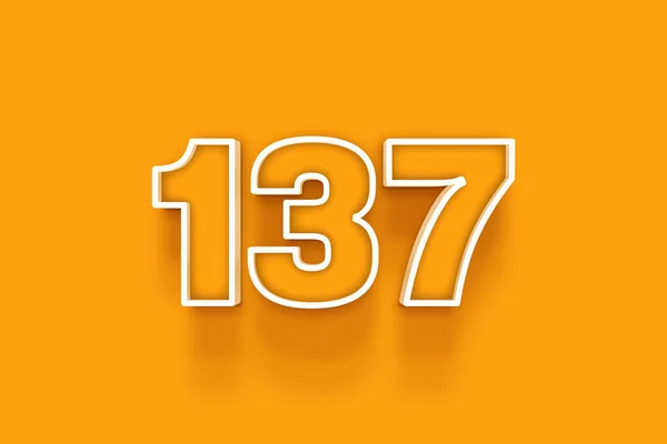Белый 137 Номер Иллюстрация Оранжевом Фоне — стоковое фото