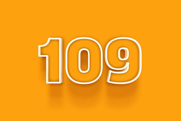 Fehér 109 Szám Illusztráció Narancs Háttér — Stock Fotó