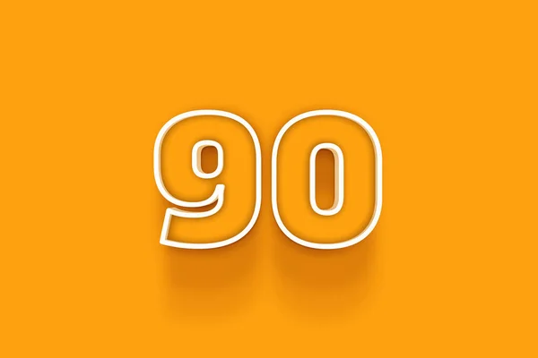 橙色背景上的白色90号3D插图 — 图库照片