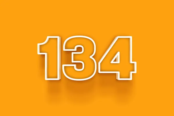 White 134 Number Illustration Orange Background — Stock Photo, Image