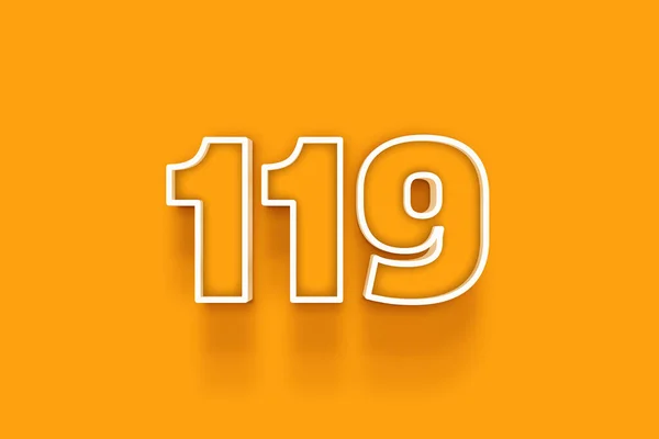 White 119 Number Illustration Orange Background — Stock Photo, Image