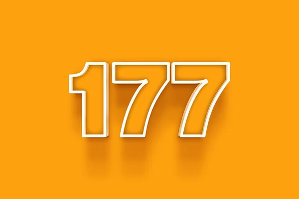 Λευκό 177 Αριθμός Εικονογράφηση Πορτοκαλί Φόντο — Φωτογραφία Αρχείου