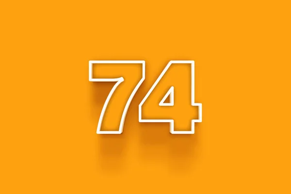 橙色背景上的白色74号3D插图 — 图库照片