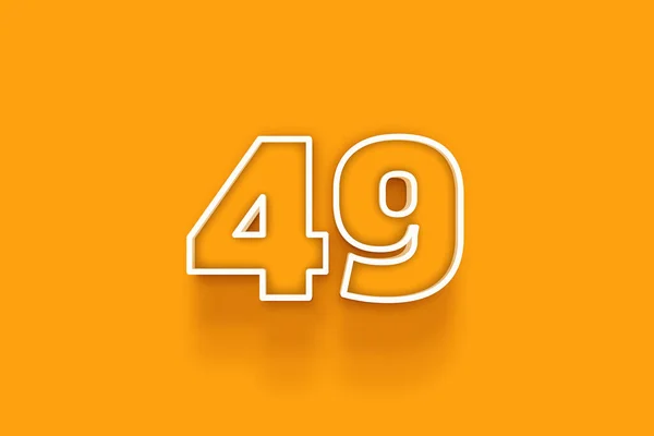 橙色背景上的白色49号3D插图 — 图库照片