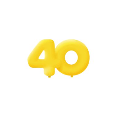 40 3d biçim işareti, vektör illüstrasyonu