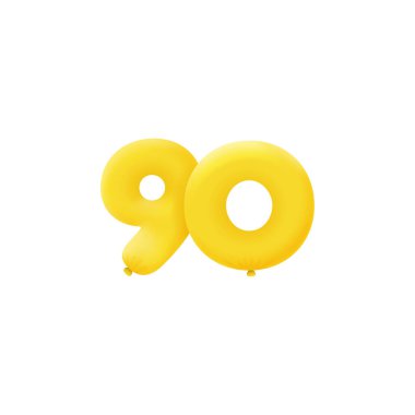 90 3d biçim işareti, vektör illüstrasyonu