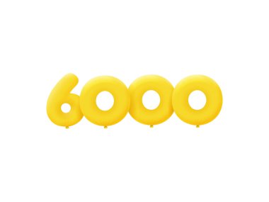 6000 3d biçim işareti, vektör illüstrasyonu