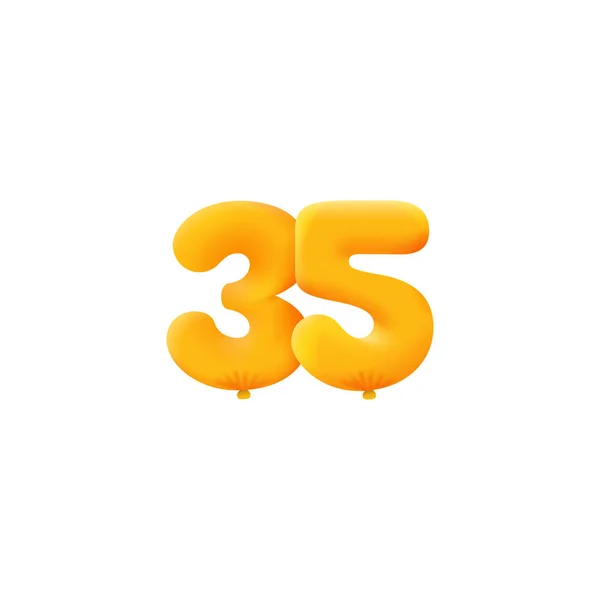 Oranžové Číslo35 Realistické Helium Oranžové Balónky Návrh Kuponové Ilustrace — Stockový vektor