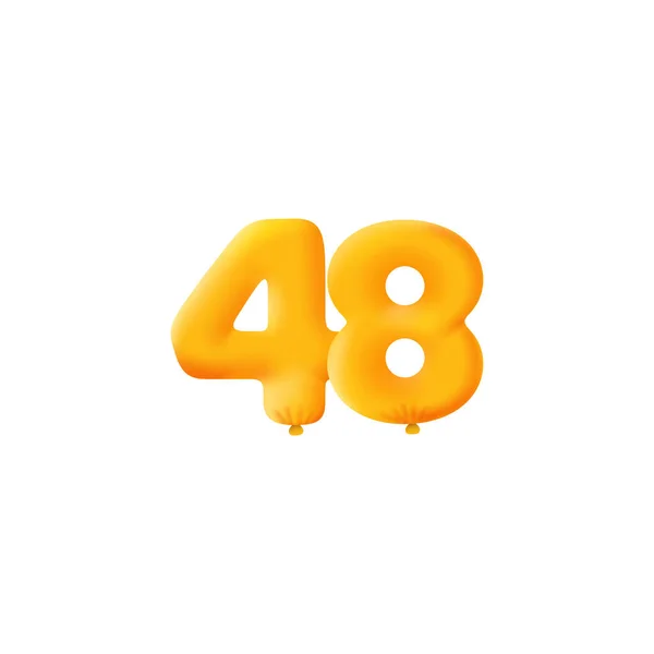 橙色3D号码48 现实的3D氦橙色气球 Coupon插图设计 — 图库矢量图片