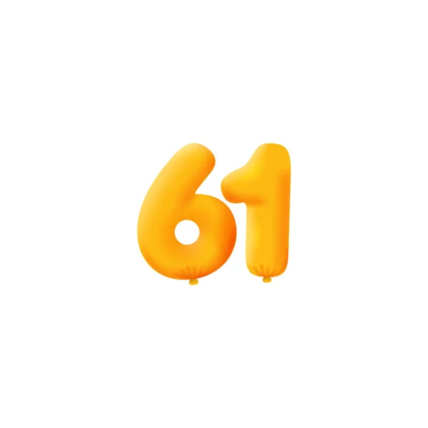 Orange Number Realistic Helium Orange Balloons Coupon Illustration Design — 스톡 벡터