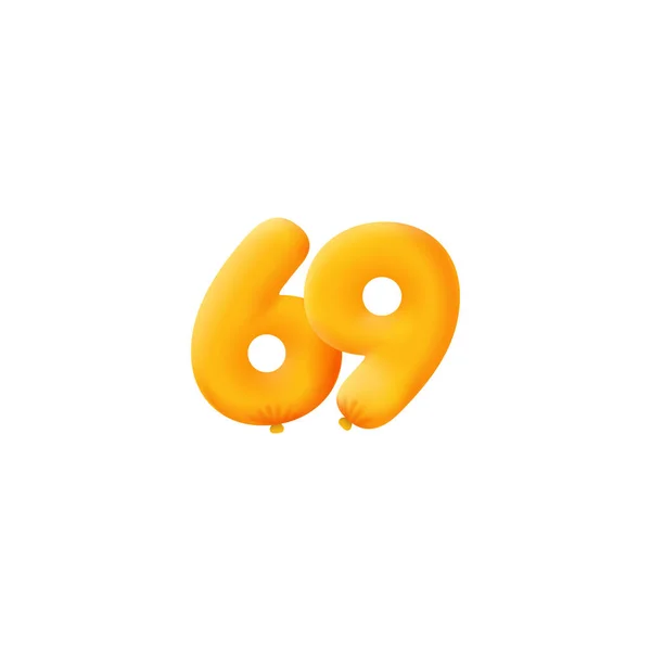 Orange Number Realistic Helium Orange Balloons Coupon Illustration Design — ストックベクタ