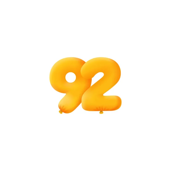 Orange Nummer Realistiska Helium Orange Ballonger Kupong Illustration Design — Stock vektor