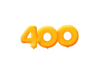 Turuncu 3D numara 400. Gerçekçi 3 boyutlu helyum turuncu balonları. Kupon illüstrasyon tasarımı 