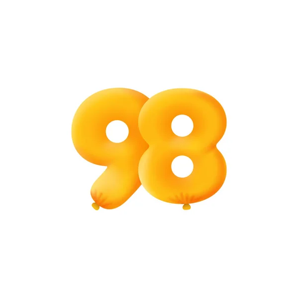 Orange Number Realistic Helium Orange Balloons Coupon Illustration Design — ストックベクタ